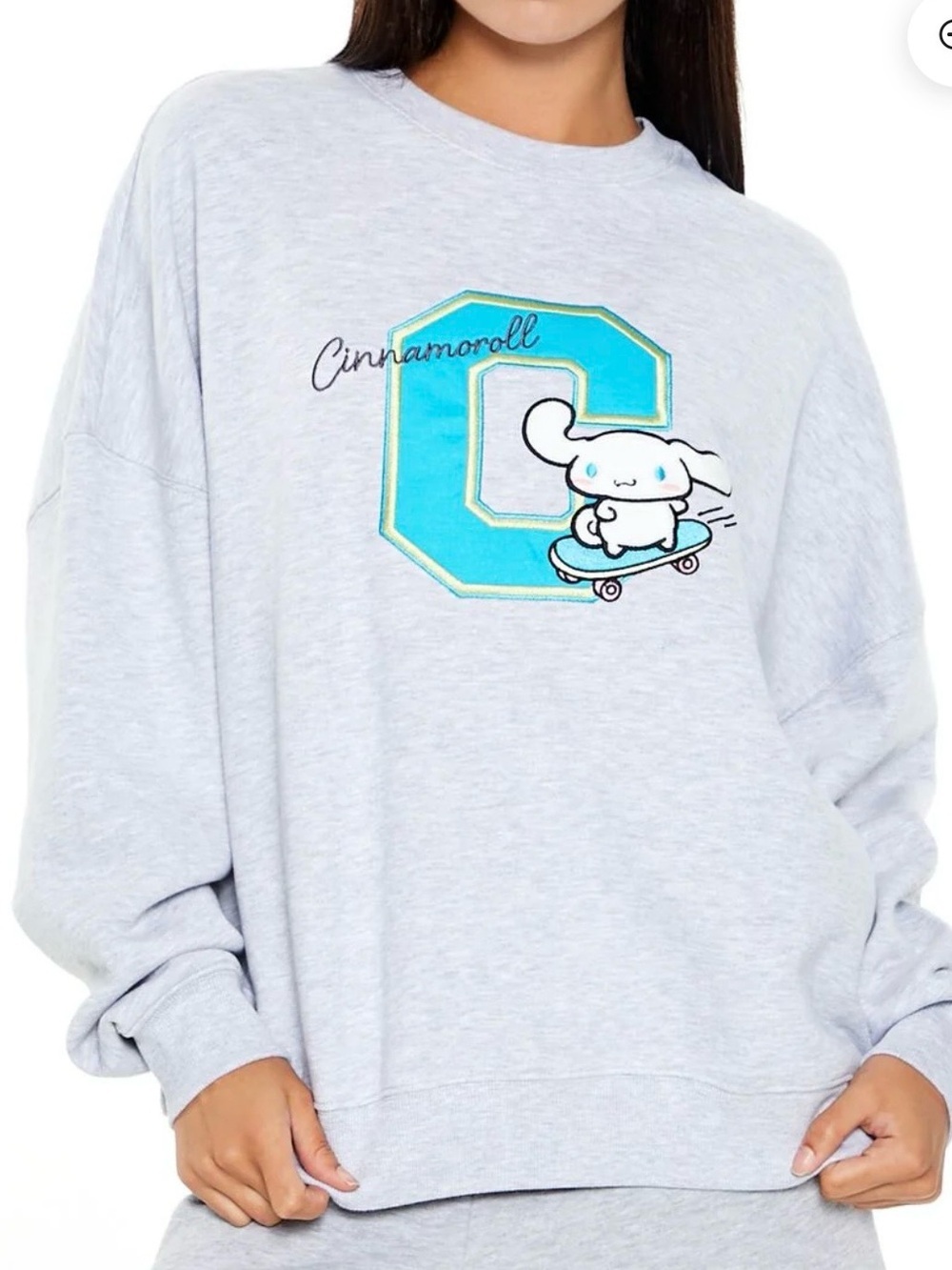 Hello Kitty Friends x Forever 21 Cinnamoroll Skateboard Gray Sweatshirt Small
